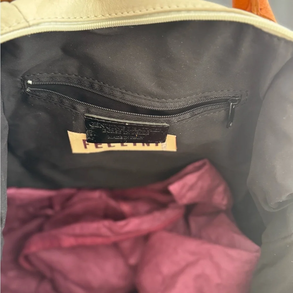 EUC Fellini buttery soft leather cream and tan hand/shoulder bag with tassels. - Picture 5 of 7